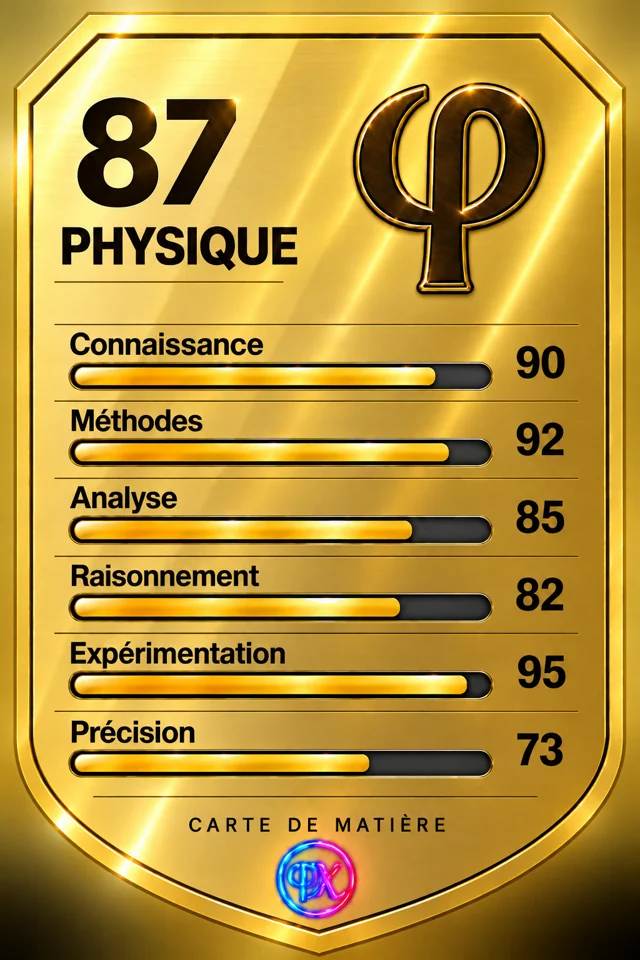 Carte de matière Physique, moyenne 87